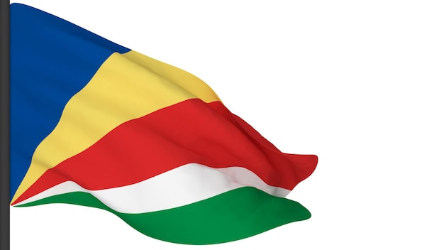 imagem de fundo da bandeira nacionalvento soprando bandeiras renderização em 3dBandeira das Seychelles