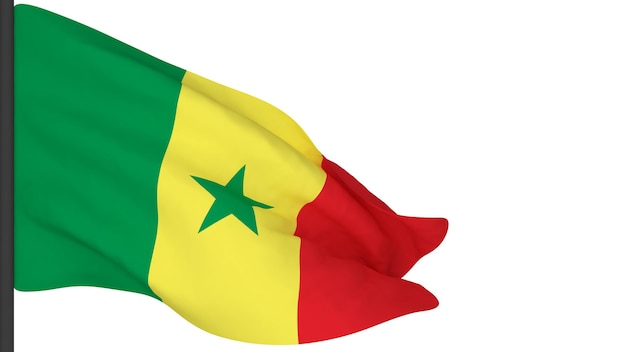 imagem de fundo da bandeira nacionalvento soprando bandeiras renderização em 3dBandeira do Senegal