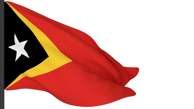 Imagem de fundo da bandeira nacionalvento soprando bandeirasRenderização em 3dBandeira de Timor Leste