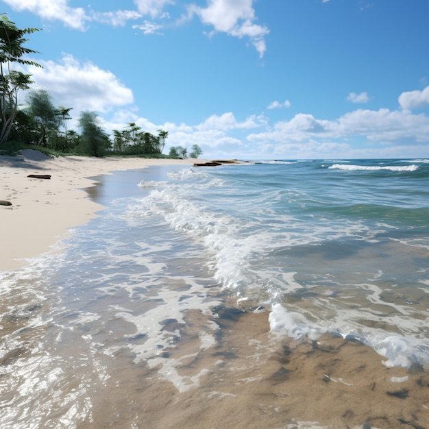 Imagem de fundo da praia de uma ilha tropical e da água do mar