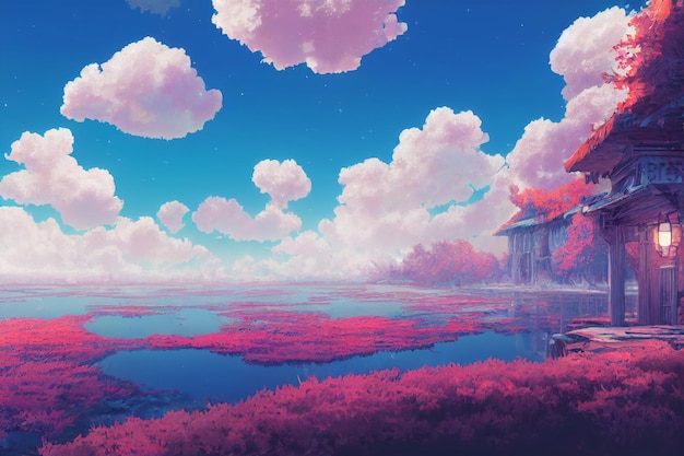 Imagem de fundo de ambiente de estilo de arte de anime