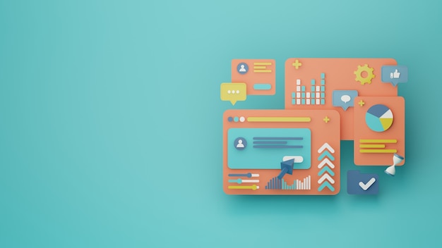 Imagem de fundo de análise de dados de marketing 3D renderizada