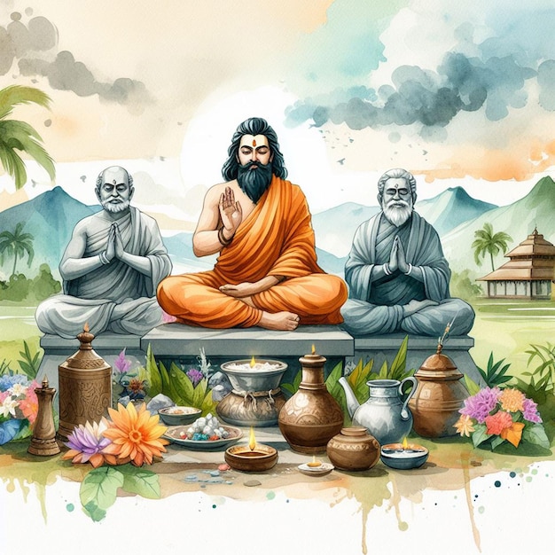 Foto imagem de fundo de aquarela basava jayanti