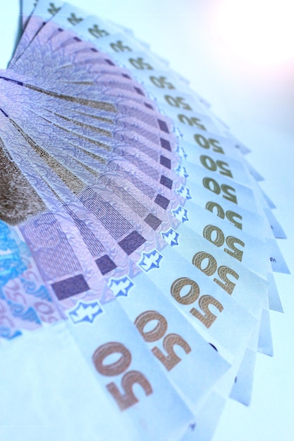 Foto imagem de fundo de dinheiro ucraniano valor de 50 grivnas