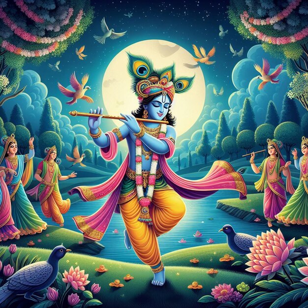 Foto imagem de fundo de krishna janmashtami