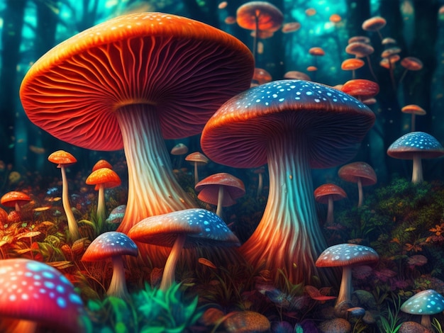 Imagem de fundo de plantas e cogumelos