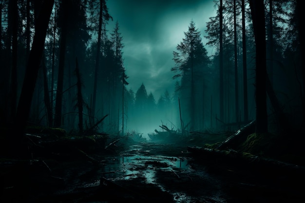 imagem de fundo de uma floresta assustadora