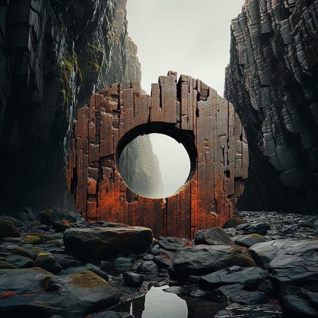 imagem de fundo de uma pedra formando um círculo entre as rochas
