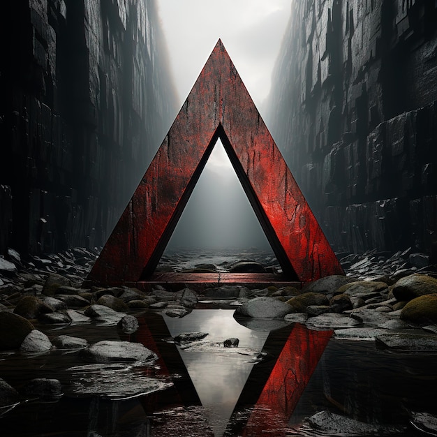 Foto imagem de fundo de uma pedra vermelha formando um triângulo