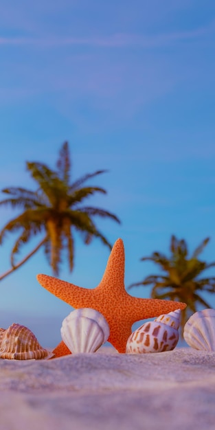 Imagem de fundo de viajar e relaxar em uma renderização 3d de praia de verão