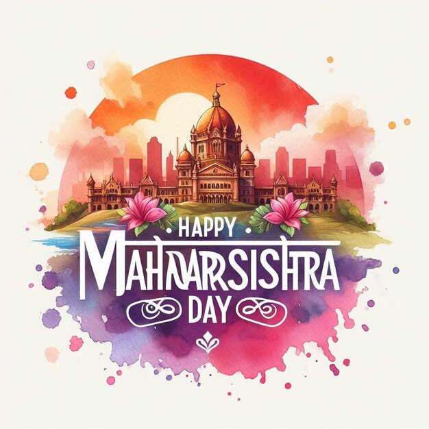 Imagem de fundo do Dia de Maharashtra em aquarela