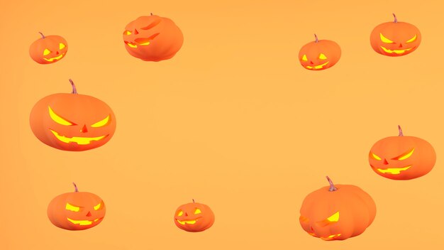 Imagem de fundo do festival de Halloween, feriados de Halloween e diabos de abóbora, renderização em 3D