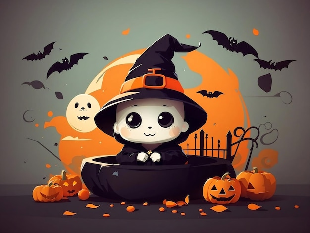 Imagem de Halloween com uma linda garota Ai