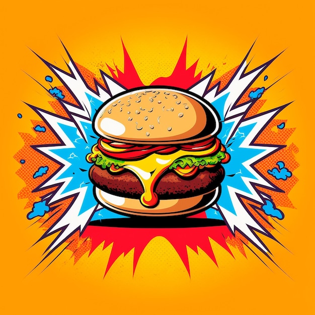 Imagem de hambúrguer desenhando arte retrô