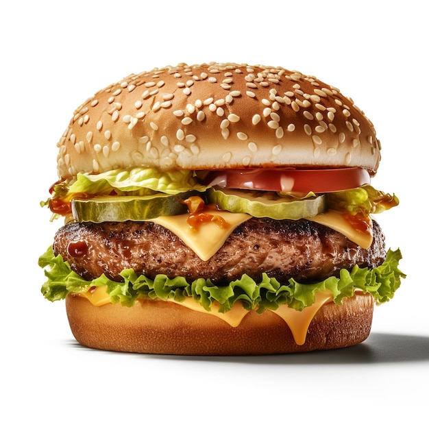Imagem de hambúrguer em fundo branco