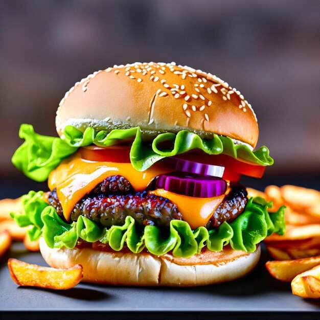 Imagem de hambúrguer grátis ou foto grátis hambúrguer delicioso Ai Generate