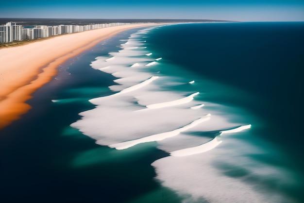 Imagem de IA da observação do avião a ampla cena da paisagem marinha