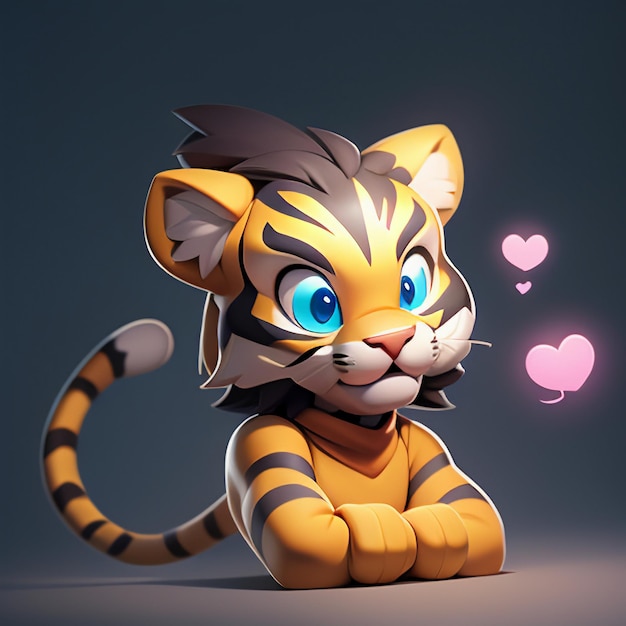 Foto imagem de ícone de animal de desenho animado de tigre bonito ilustração de animal selvagem estilo cômico renderização em 3d c4d