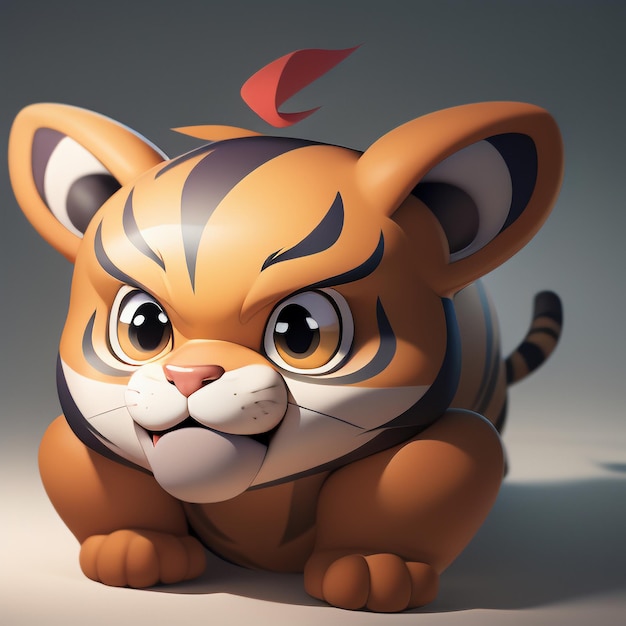 Foto imagem de ícone de animal de desenho animado de tigre bonito ilustração de animal selvagem estilo cômico renderização em 3d c4d