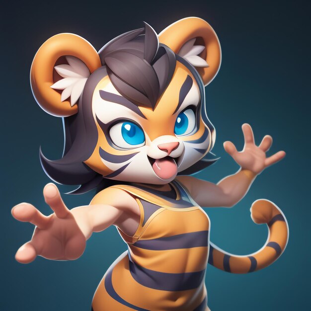 Foto imagem de ícone de animal de desenho animado de tigre bonito ilustração de animal selvagem estilo cômico renderização em 3d c4d