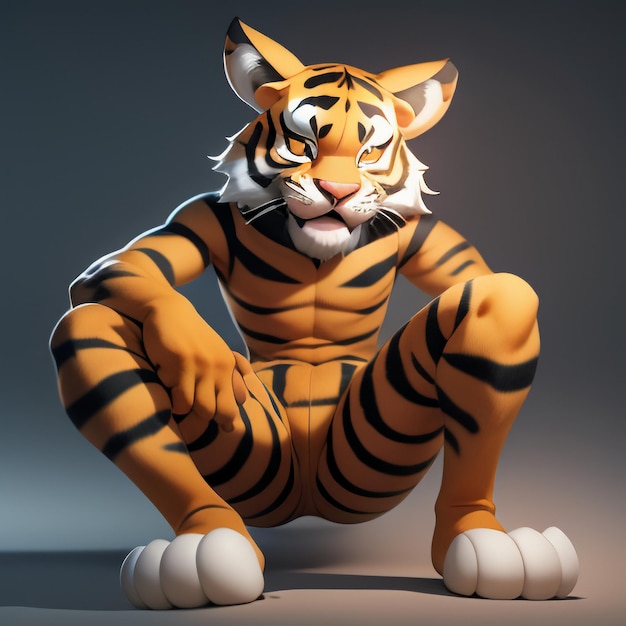 Animado Tigre 3D model - Baixar Animais no