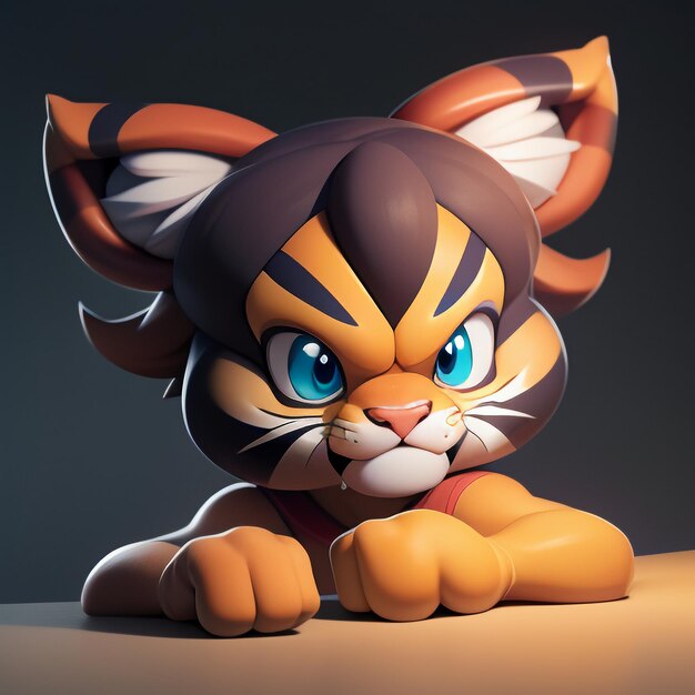 Imagem de ícone de animal de desenho animado de tigre bonito ilustração de animal selvagem estilo cômico renderização em 3D C4D