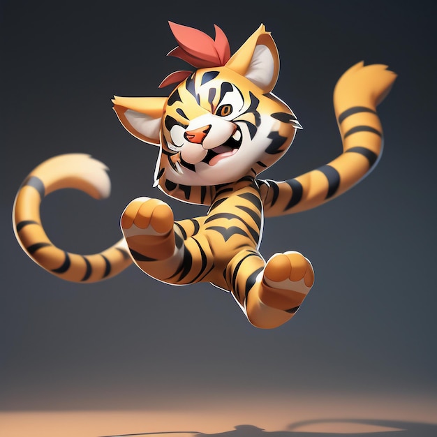 Foto imagem de ícone de animal de desenho animado de tigre bonito ilustração de animal selvagem estilo cômico renderização em 3d c4d