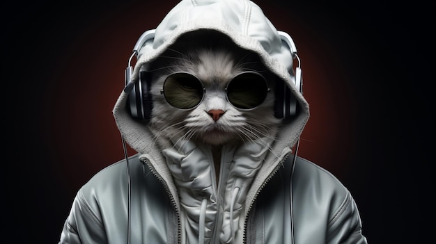 Imagem de ilustração cibernética de estilo futurista de gato cyberpunk arte gerada por Ai