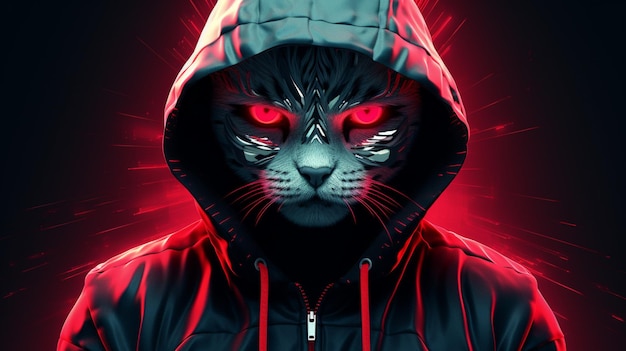 Imagem de ilustração cibernética de estilo futurista de gato cyberpunk arte gerada por Ai