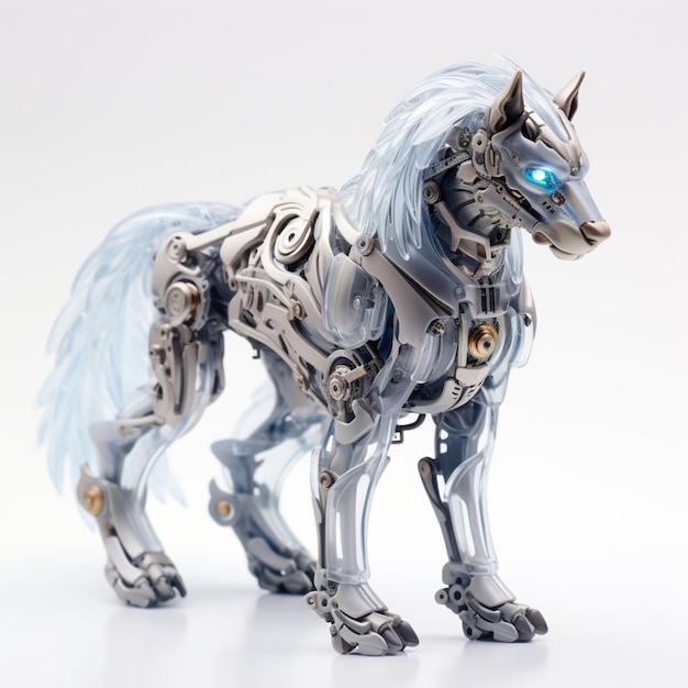 Imagem de ilustração de coloração animal de lobo mecânico branco Arte gerada por IA
