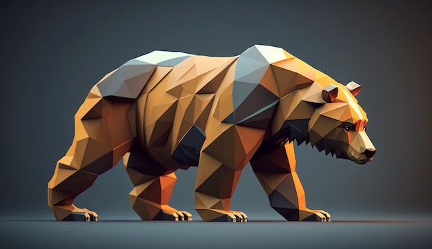 Imagem de ilustração de design geométrico animal de urso Ai gerou arte
