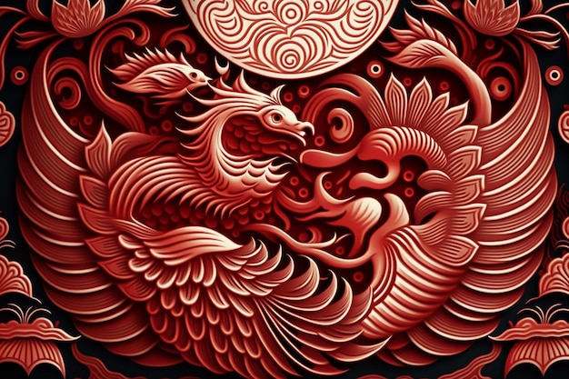 Imagem de ilustração de padrão chinês arte gerada por Ai
