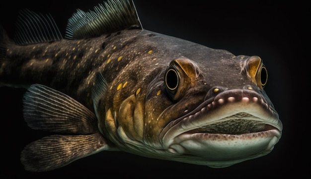 Imagem de ilustração de peixe de cabeça chata fantasma de águas profundas arte gerada por Ai
