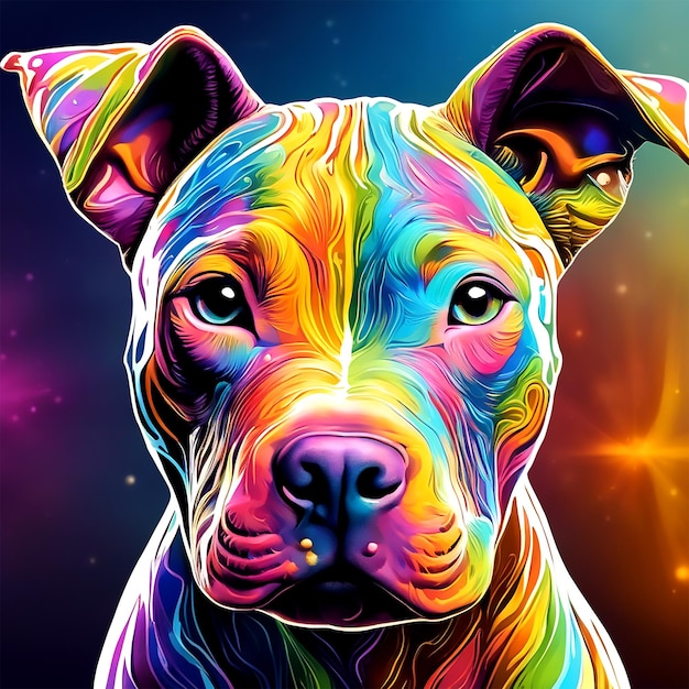 Imagem de ilustração vetorial Inocência vibrante Aura radiante do filhote de cachorro Pit Bull americano