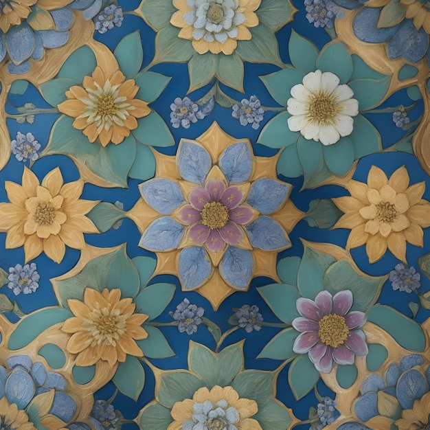 Imagem de padrão de azulejo em forma de flor gerada por Ai