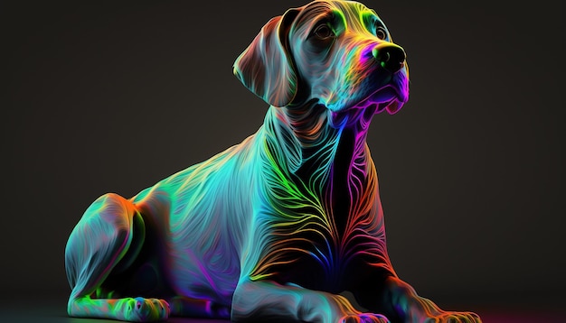 Imagem de papel de parede brilhante de néon de cachorro Arte gerada por Ai