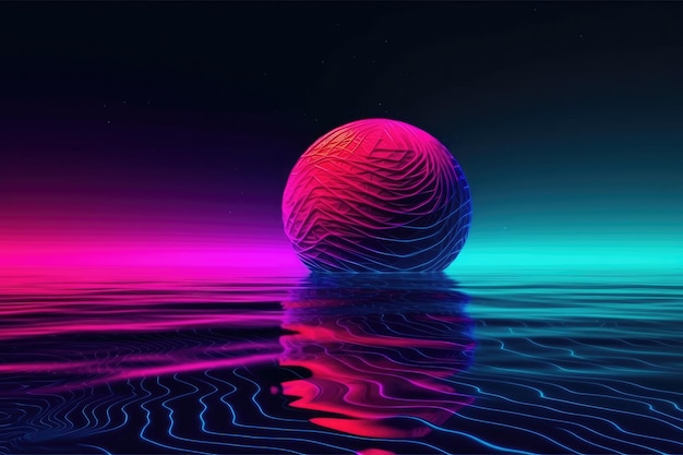 Imagem de raio lunar flutuando em um lago em estilo de paleta de cores neon Generative AI
