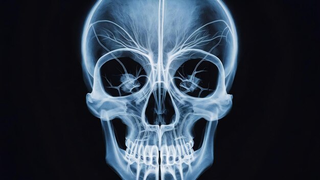 Imagem de raios-X do crânio humano