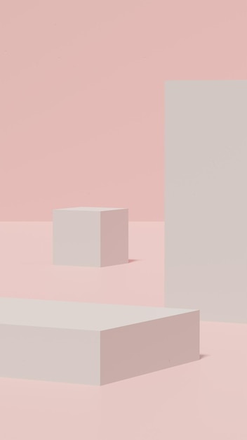 Imagem de renderização 3D do pódio do espaço vazio de cor rosa e branco para propaganda de produto