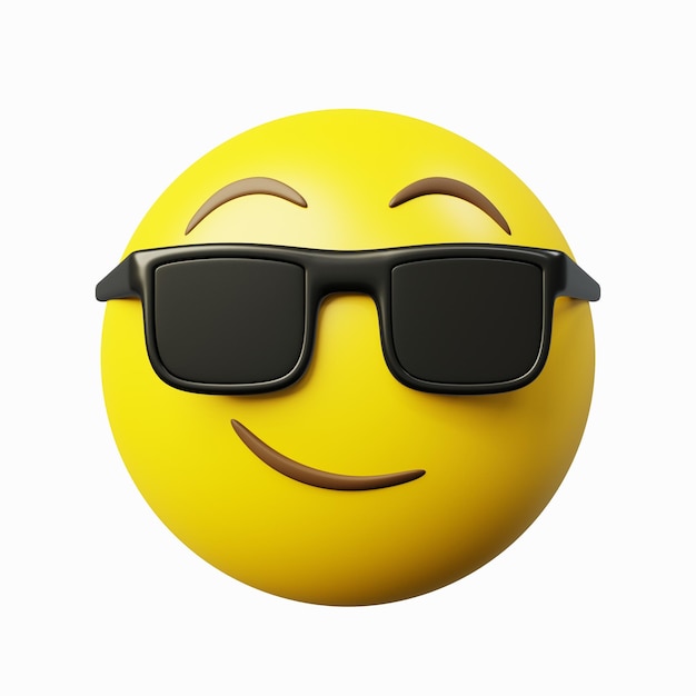 imagem de renderização 3D sorrindo emoticon amarelo legal ou emoji