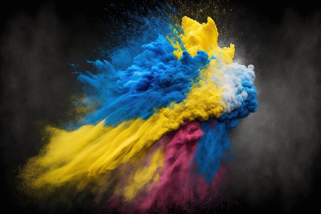 Imagem de respingos de pó colorido e arte abstrata de explosão