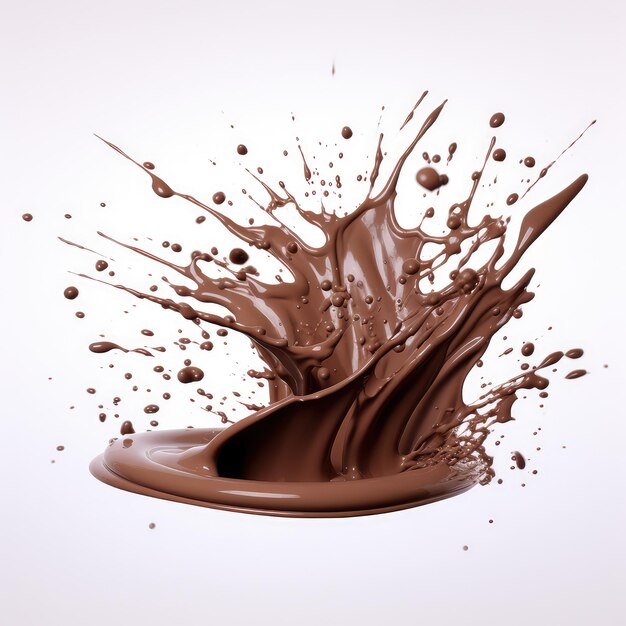 Imagem de salpicos de chocolate escuro isolado no fundo branco