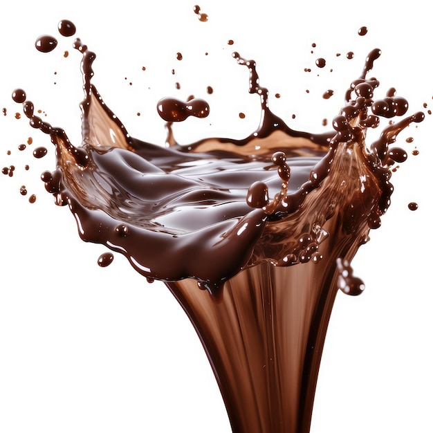 Imagem de salpicos de chocolate escuro isolado no fundo branco