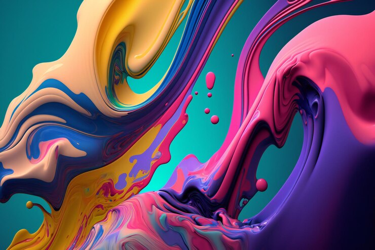Foto imagem de tinta colorida fluindo para cores abstratas de parede