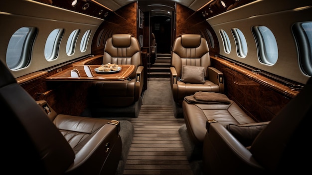 Imagem de tirar o fôlego de um avião vazio de categoria premium de luxo em um estilo cativante brilhante e leve