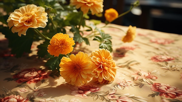 Foto imagem de toalha de mesa floral ultra-realista