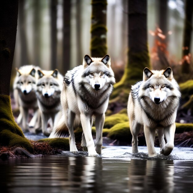 Imagem de um bando de lobos com um fundo legal.