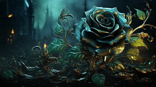 imagem de um belo buquê de rosas no estilo de preto escuro