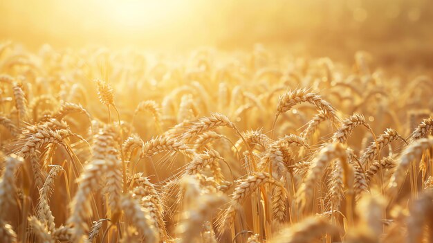 Imagem de um campo de trigo com um caloroso tom dourado O trigo está maduro e pronto para ser colhido