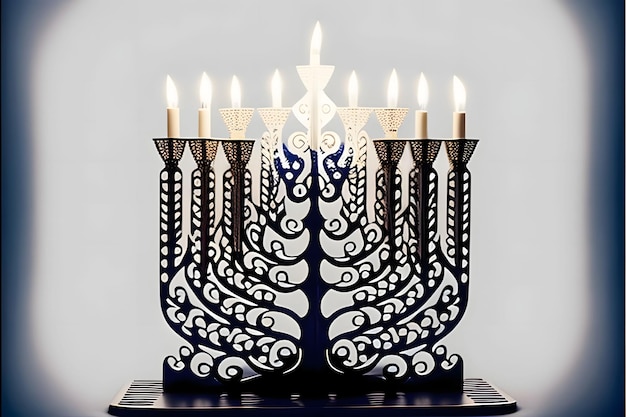 Imagem de um candelabro tradicional judaico Menorah Fundo brilhante